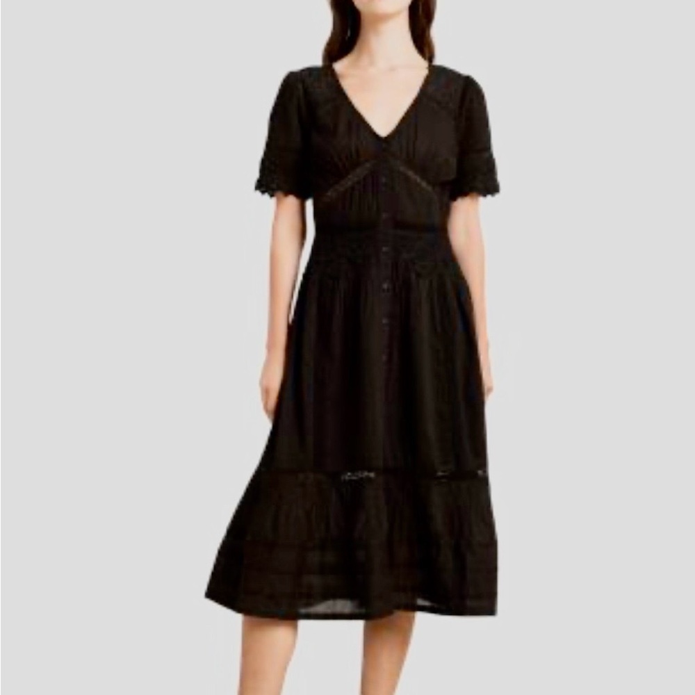 Vintage style Velvet by Graham & Spencer Black A-Line Midi Dress